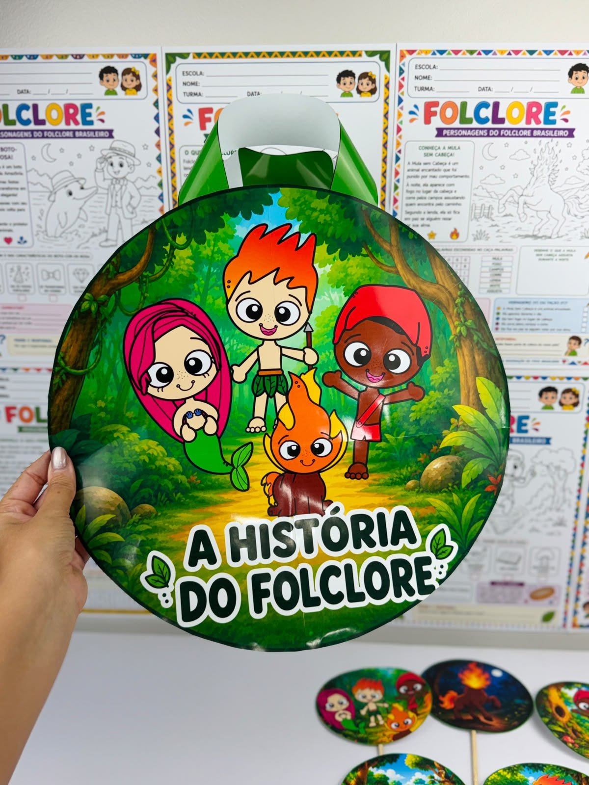 sacola de história e sequência de atividades folclore